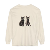 Black Cat Watercolor Art Long Sleeve T-Shirt featuring a colorful feline design