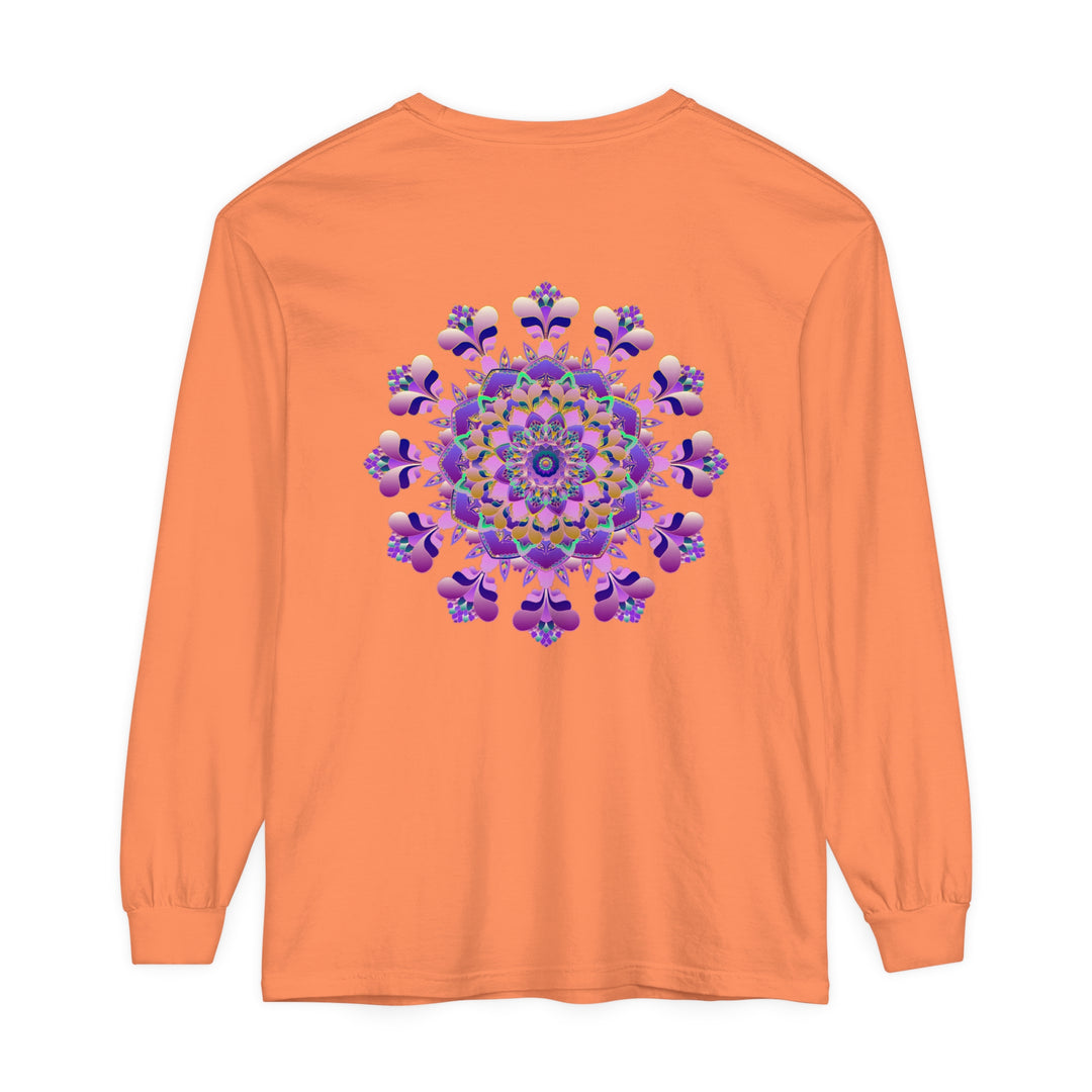 Intricate Mandala Long Sleeve T-Shirt - Unisex: A detailed and intricate mandala design printed on a comfortable, long sleeve unisex t-shirt