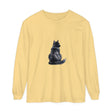 Black Cat Watercolor Long Sleeve T-Shirt with vibrant and detailed feline design