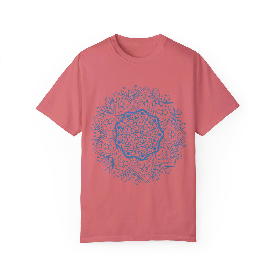 Unisex Mandala Tshirt with Handmade Design and Garment-Dyed Finish