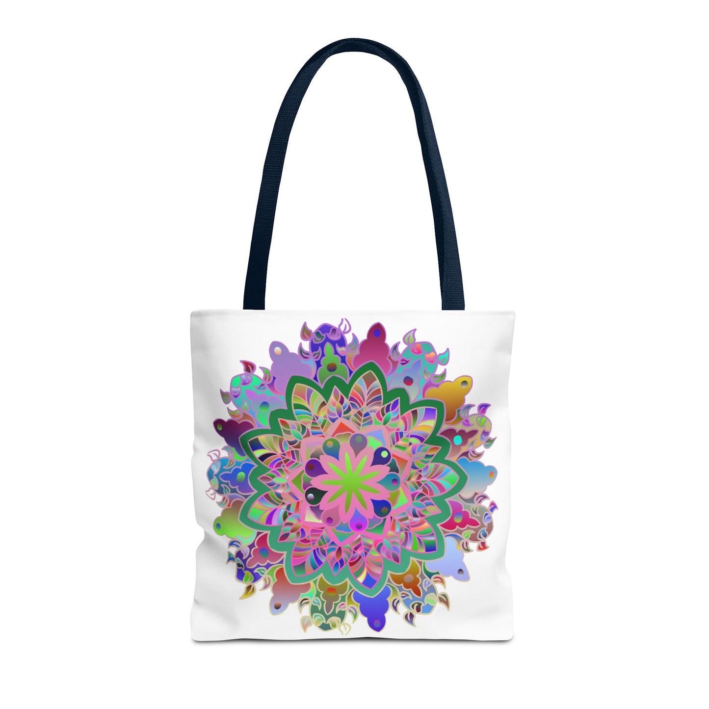 Vibrant and intricate mandala design tote bag in various colors