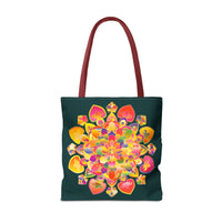Beautiful mandala lotus tote bag with vibrant colors and intricate design