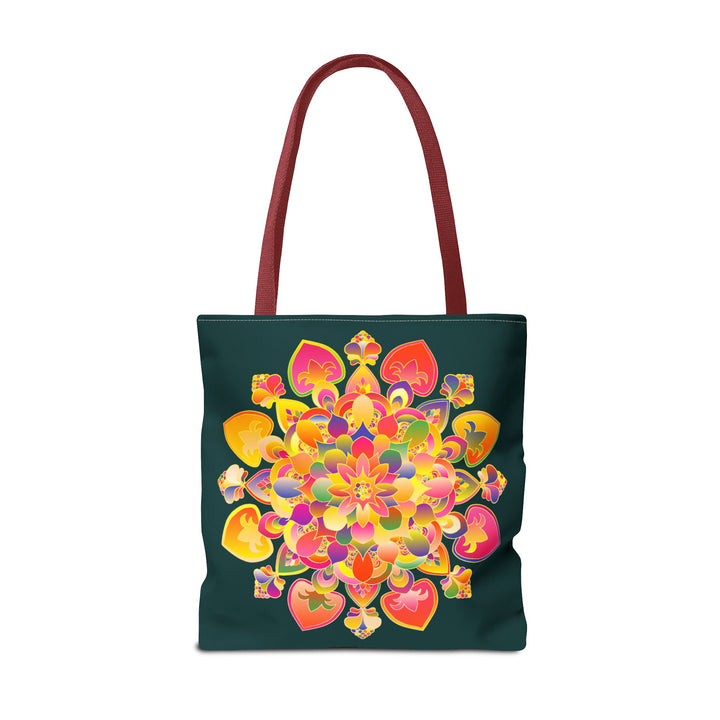 Beautiful mandala lotus tote bag with vibrant colors and intricate design