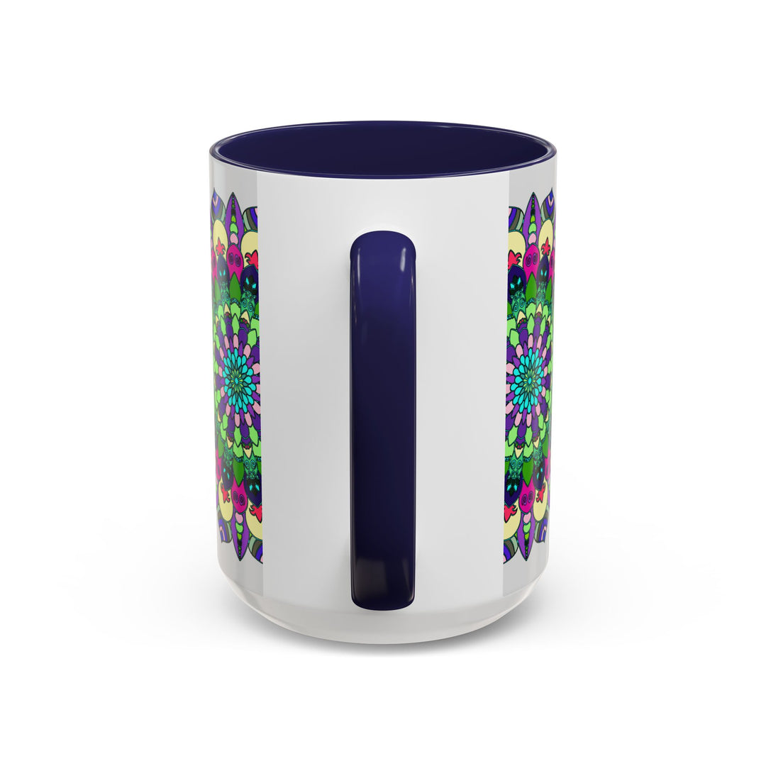 Colorful and spiritual mandala art mug, perfect for bringing positive energy to your morning coffee routine