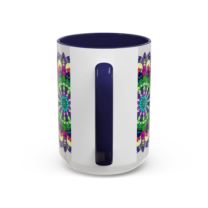 Colorful and spiritual mandala art mug, perfect for bringing positive energy to your morning coffee routine