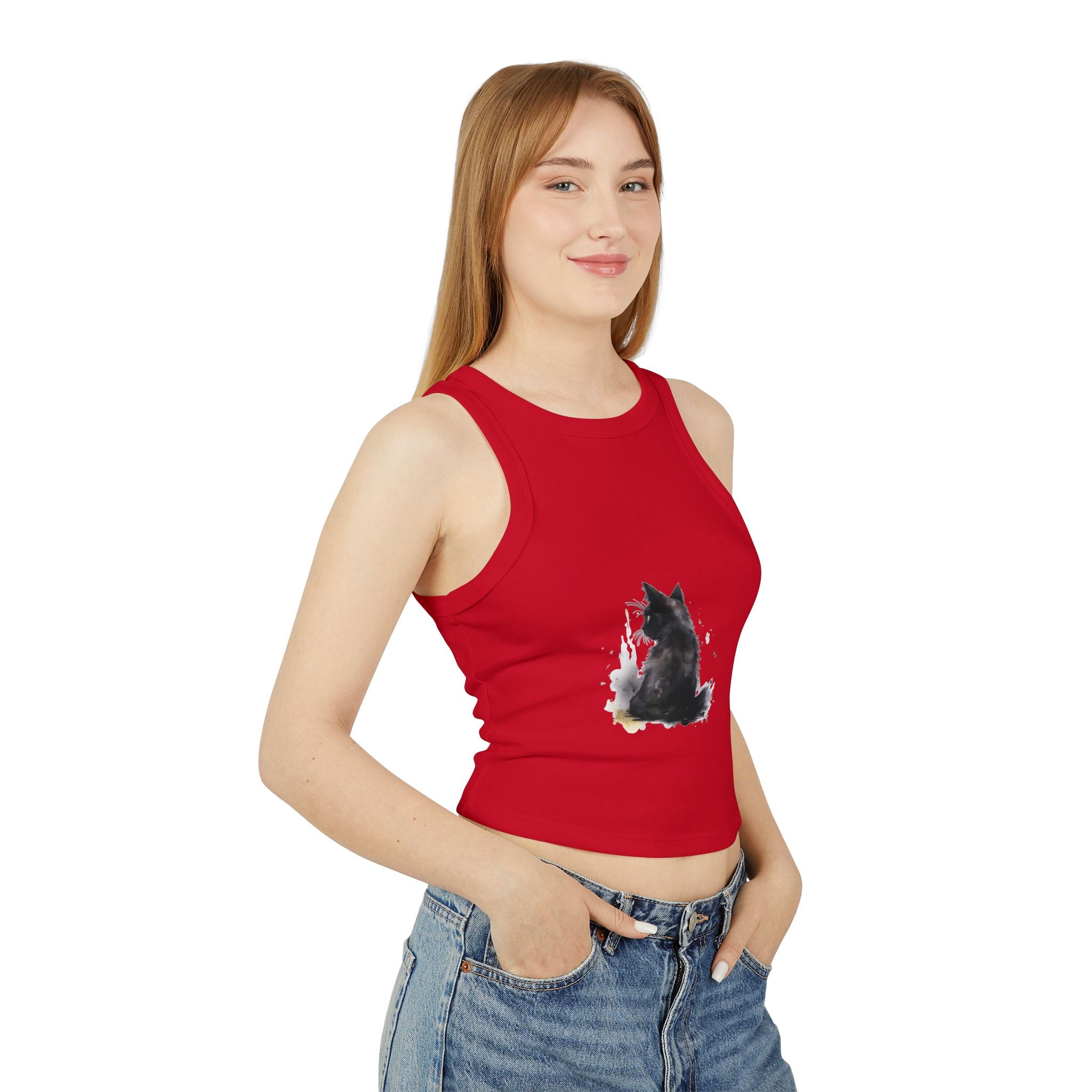  Black Cat Watercolor Racerback Tank Top for everyday wear