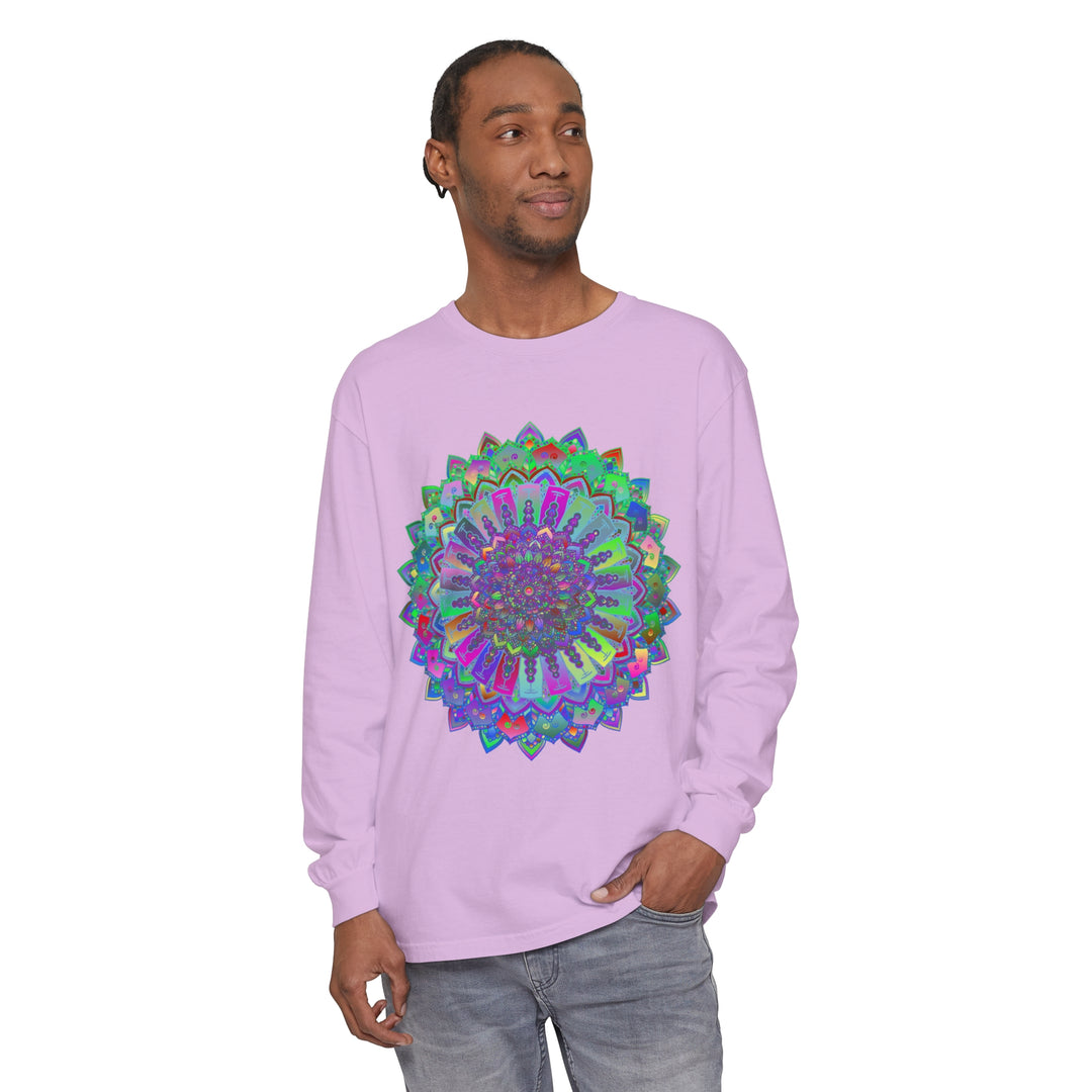 Colorful and intricate mandala design long sleeve t-shirt perfect for any occasion