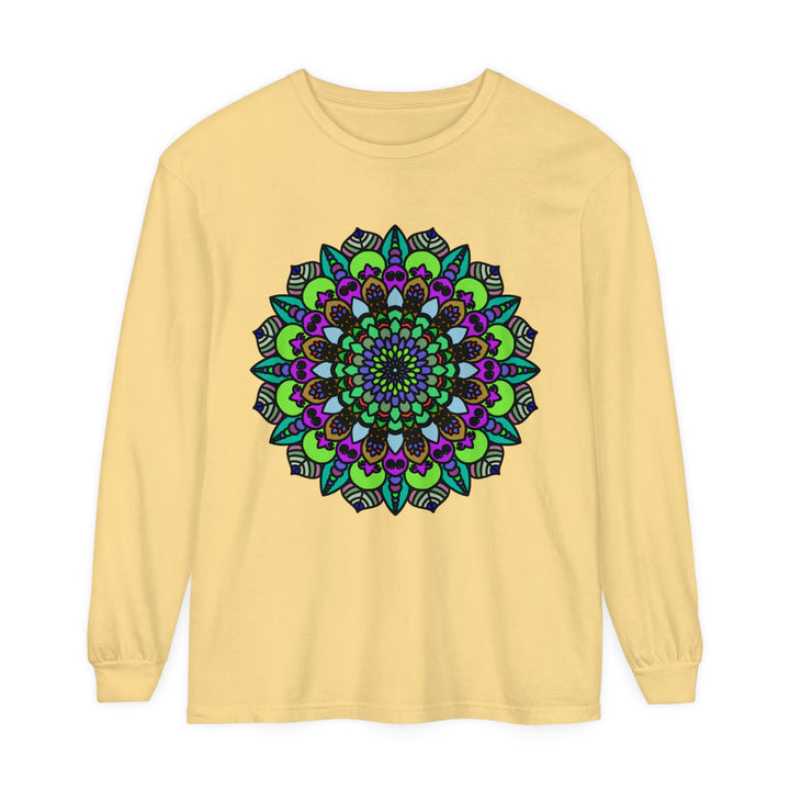 Colorful and intricate mandala design long sleeve t-shirt for all genders