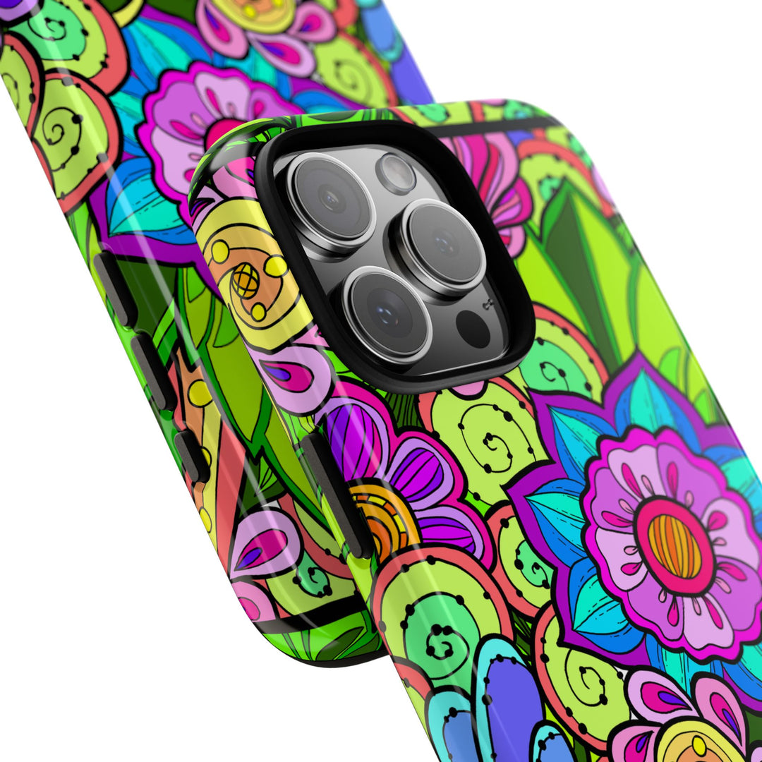 Floral Fantasy iPhone and Google Pixel Case in Bright Green Palette