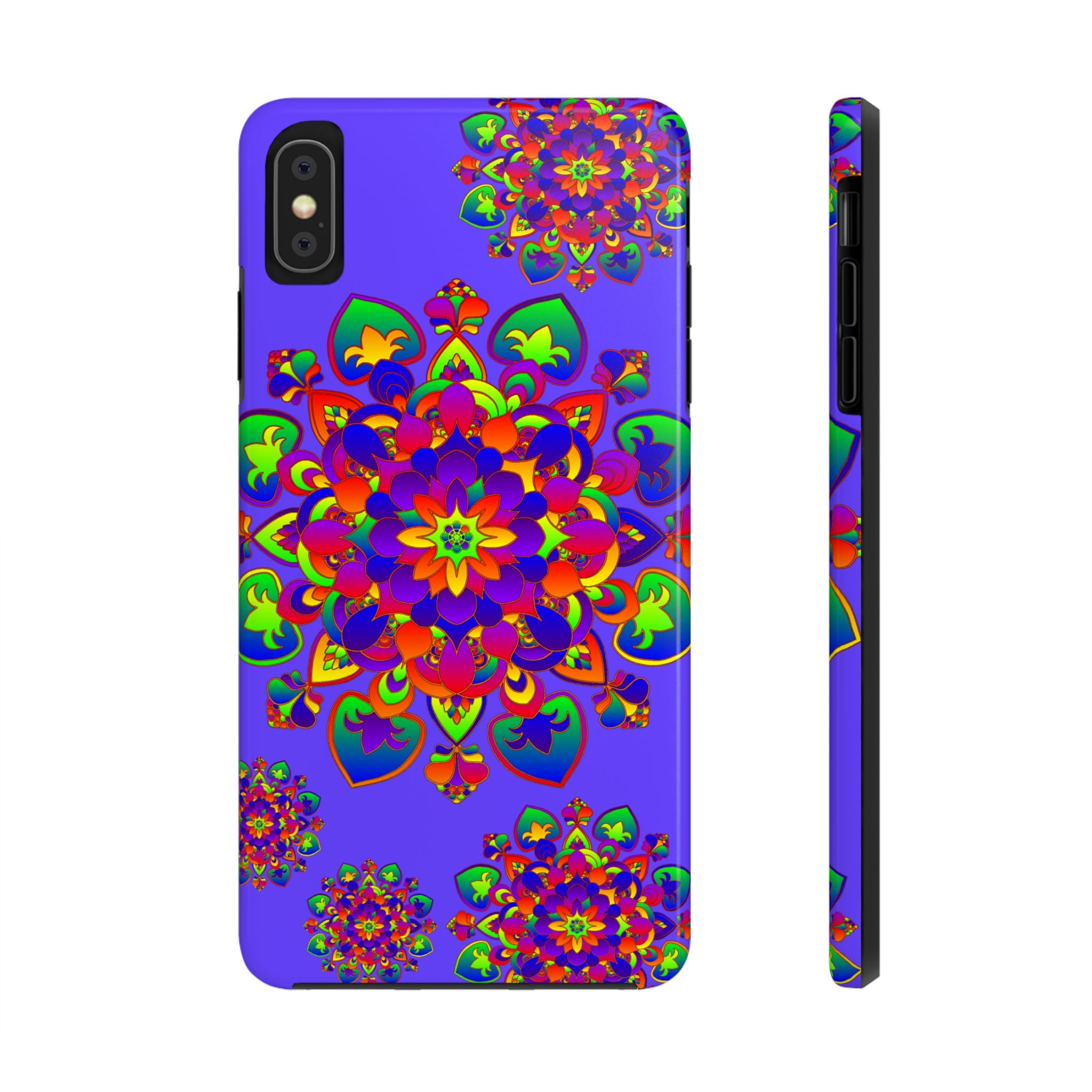 Colorful hand-drawn mandala rainbow design phone case for stylish protection