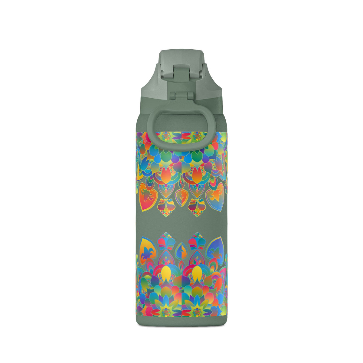 Insulated Water Bottle — Colorful Psychedelic Mandala 32oz