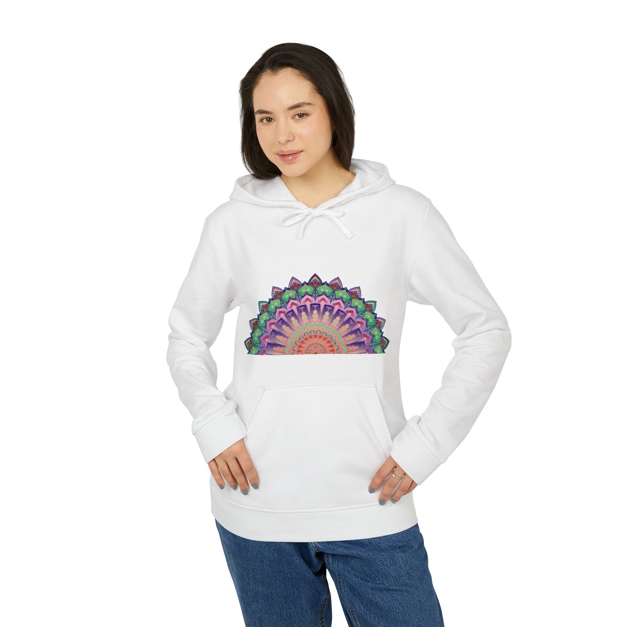 A cozy and stylish Pastel Mandala Fleece Hoodie by Adidas