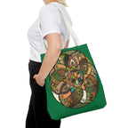 Boho Mandala Tote Bag — Green Floral Pattern AOP Shopper