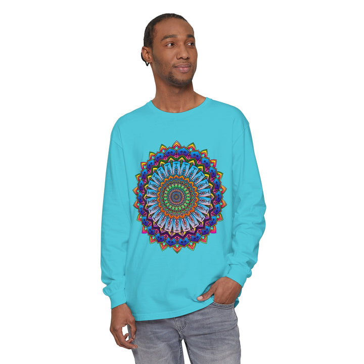 Colorful and intricate mandala design long sleeve t-shirt for men and women