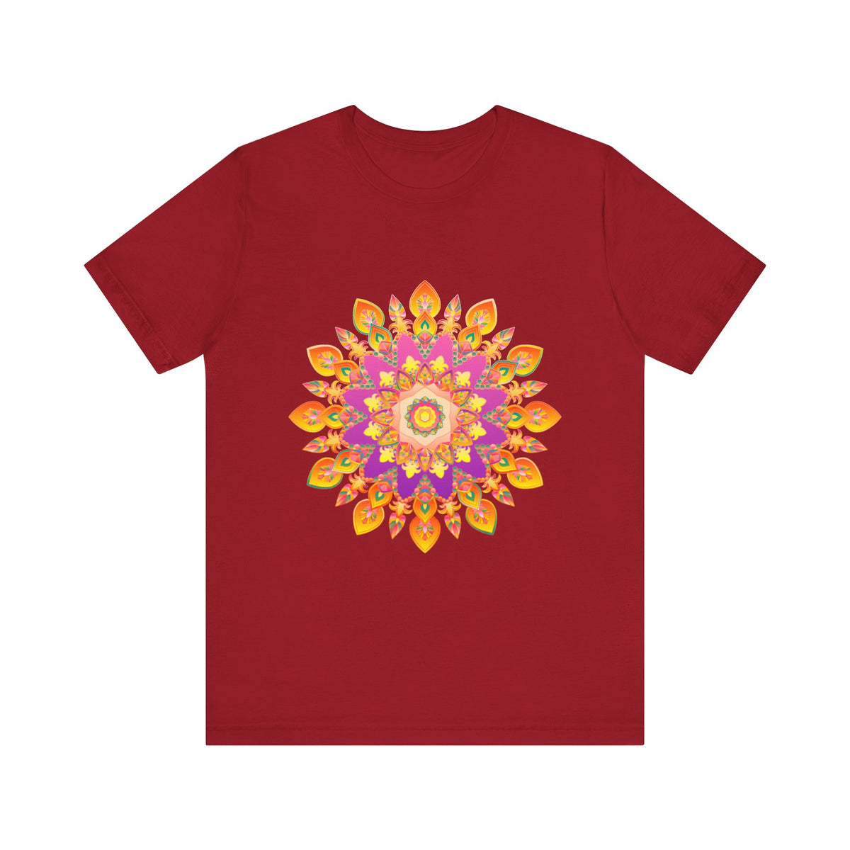 Vibrant Mandala T-Shirt featuring a colorful and detailed design inspired by Indian art and culture
