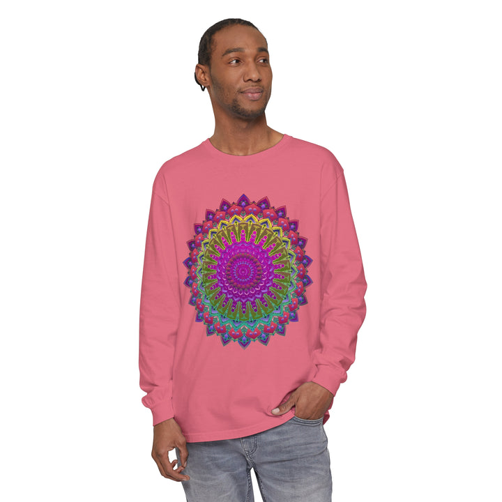 Colorful mandala design long sleeve t-shirt for both men and women