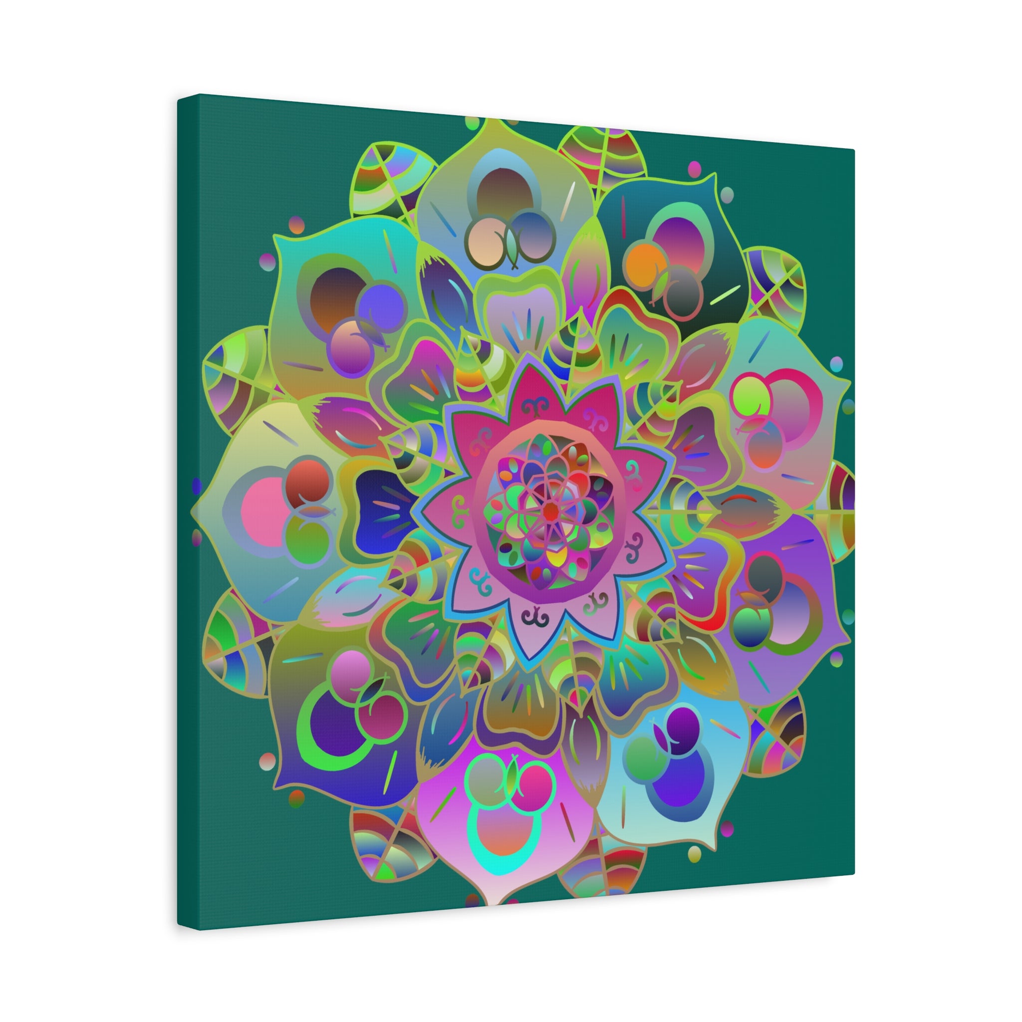 Vibrant Mandala Matte Canvas Wall Art — Colorful Boho Stretched Canvas