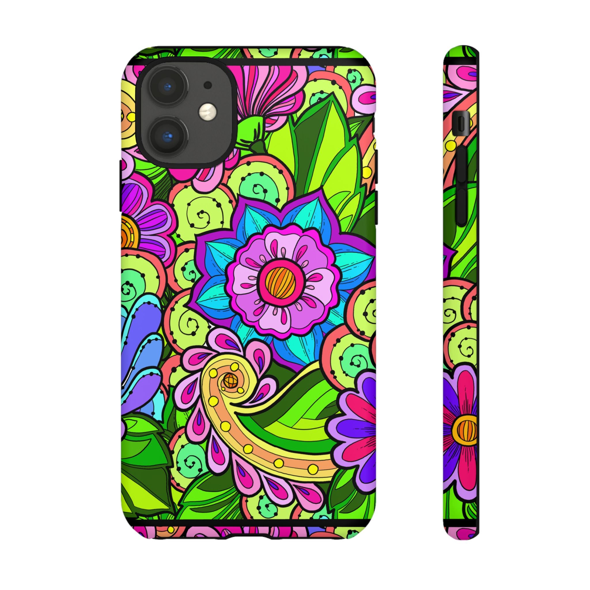 Custodia per iPhone e Google Pixel con fantasia floreale in verde brillante