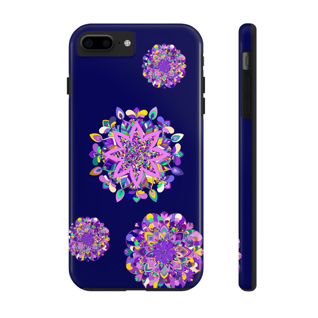 Hand drawn purple shades mandala art phone case, durable and shock absorbent for protection