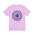 Colorful Mandala Tee featuring intricate spiritual design symbolizing peace and harmony