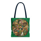 Boho Mandala Tote Bag — Green Floral Pattern AOP Shopper