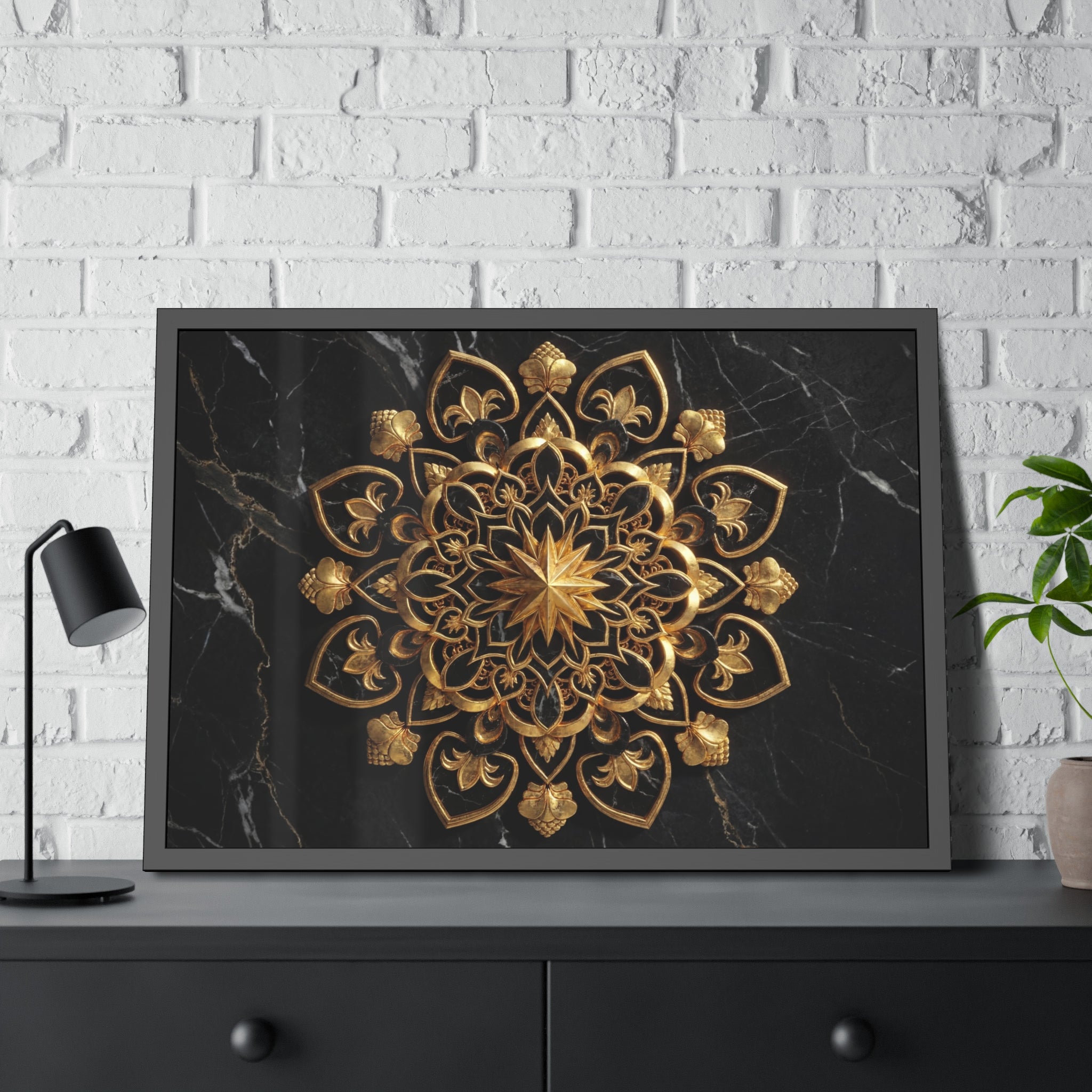 Der Hüter des Lichts – Premium gerahmte Mandala-Kunst