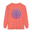 A detailed, colorful long sleeve unisex t-shirt featuring an intricate mandala design