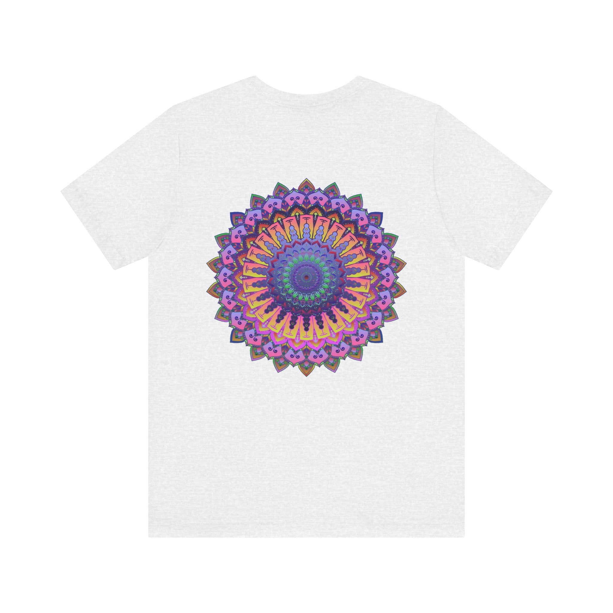 Colorful and intricate mandala design T-shirt promoting spiritual peace and harmony