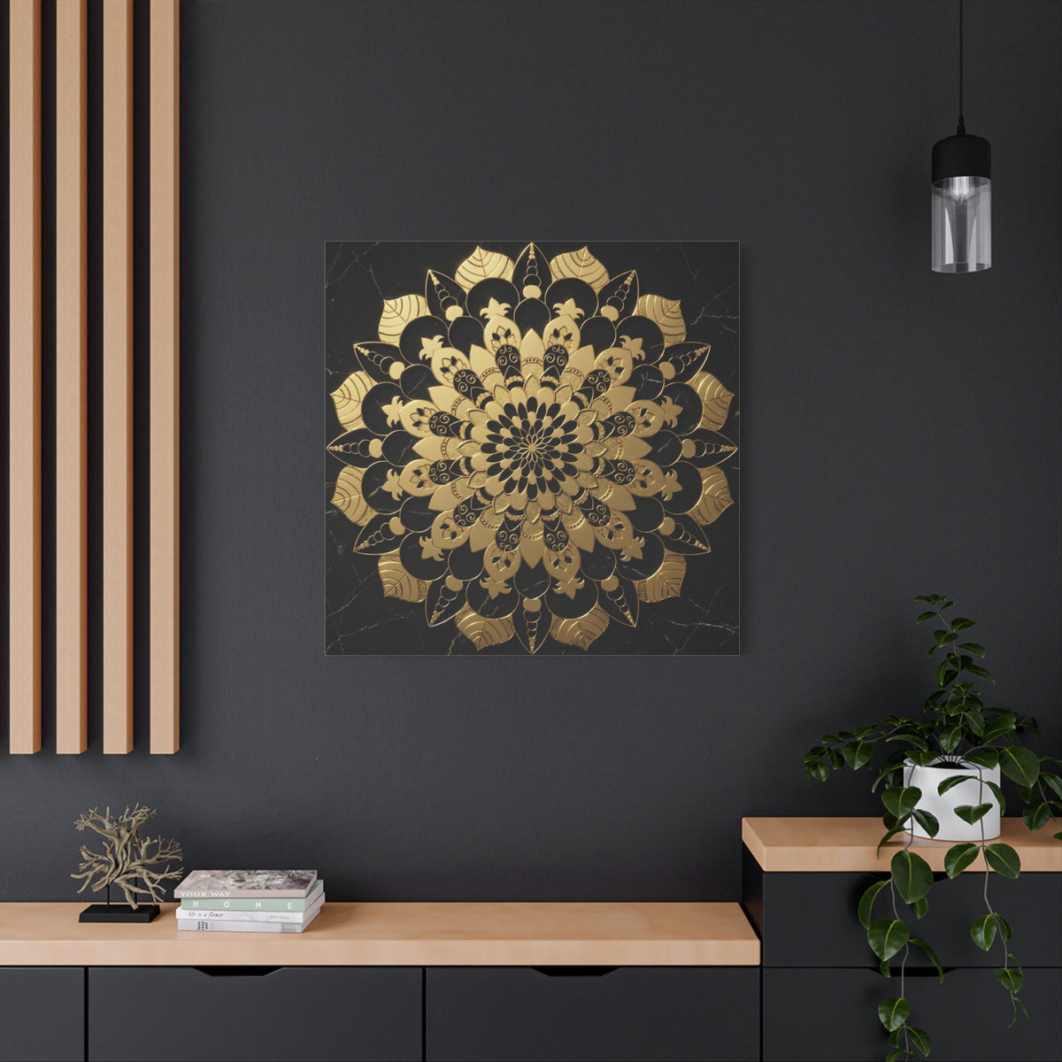 Infinite Bloom – Verziertes goldenes Mandala auf Leinwand