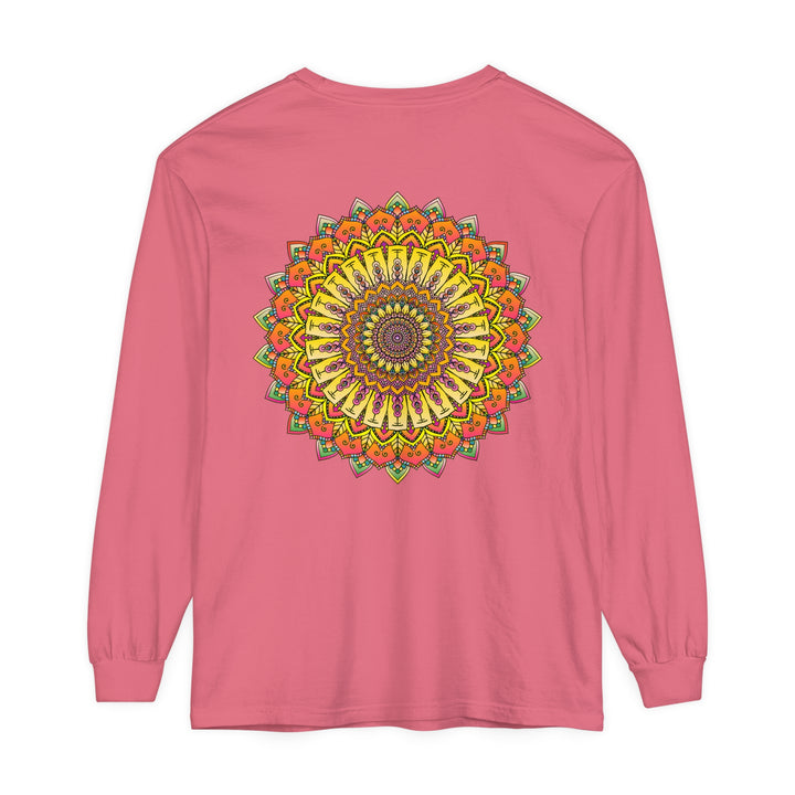 Intricate Mandala Unisex Long Sleeve T-Shirt featuring detailed and vibrant mandala design