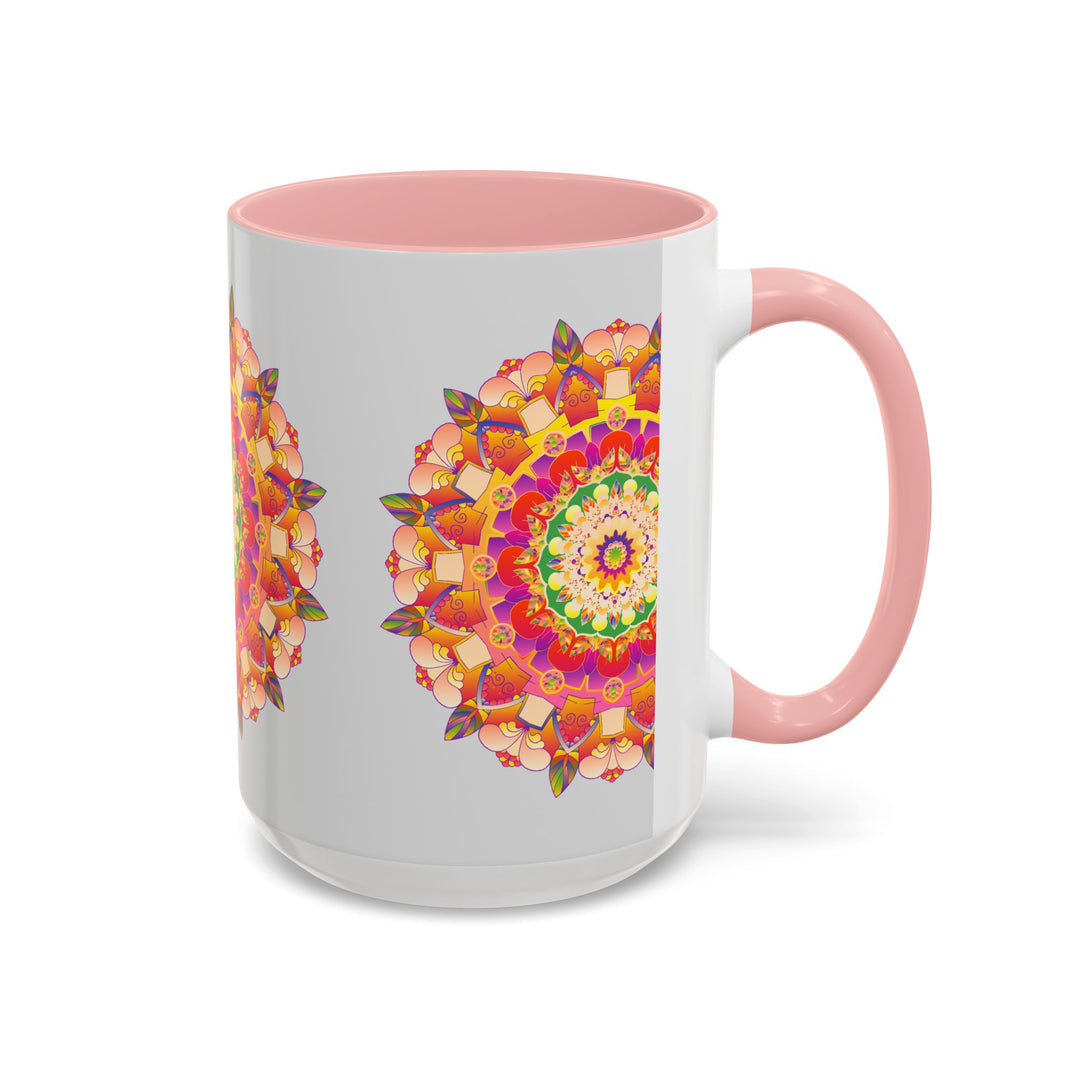 Peaceful and vibrant mandala art on ceramic coffee cup