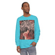 A stylish and whimsical t-shirt featuring a playful ginger cat and palm tree design