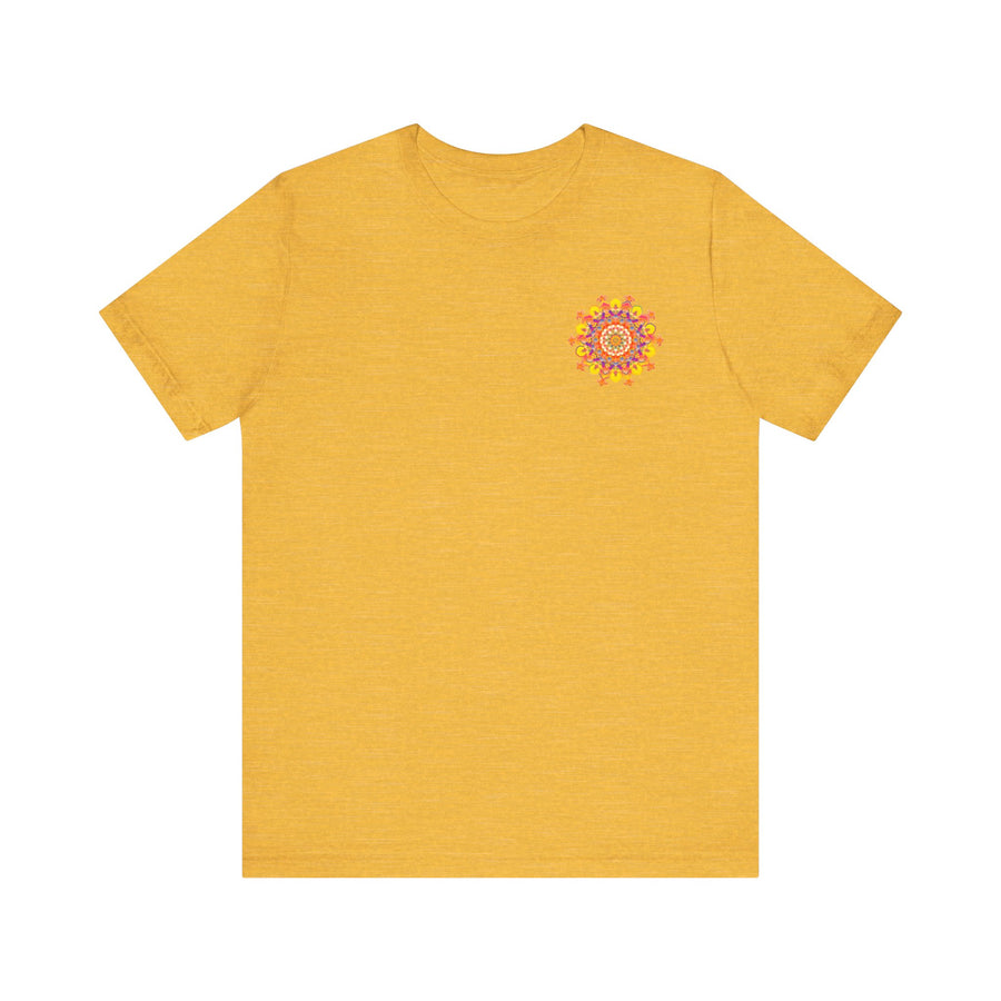 Vibrant Mandala Tee with intricate spiritual design promoting peace and harmony