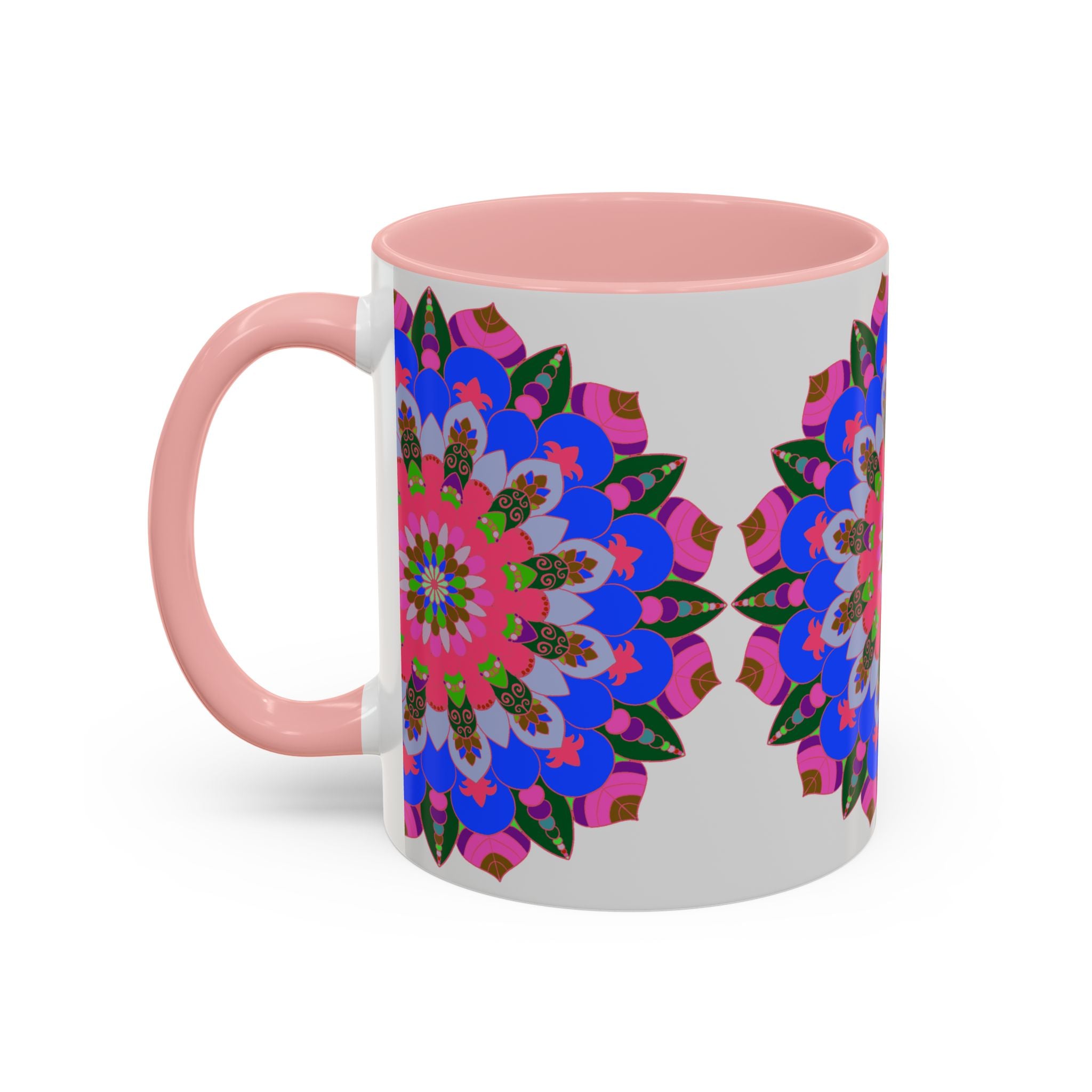 Close up of colorful mandala mug with intricate details