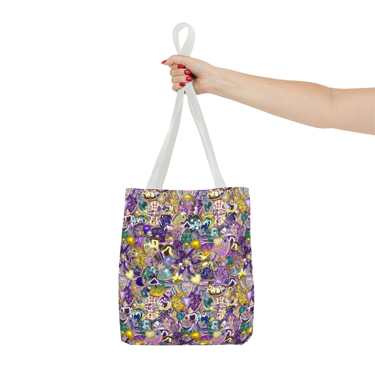 Colorful Purple Floral Pattern Tote Bag