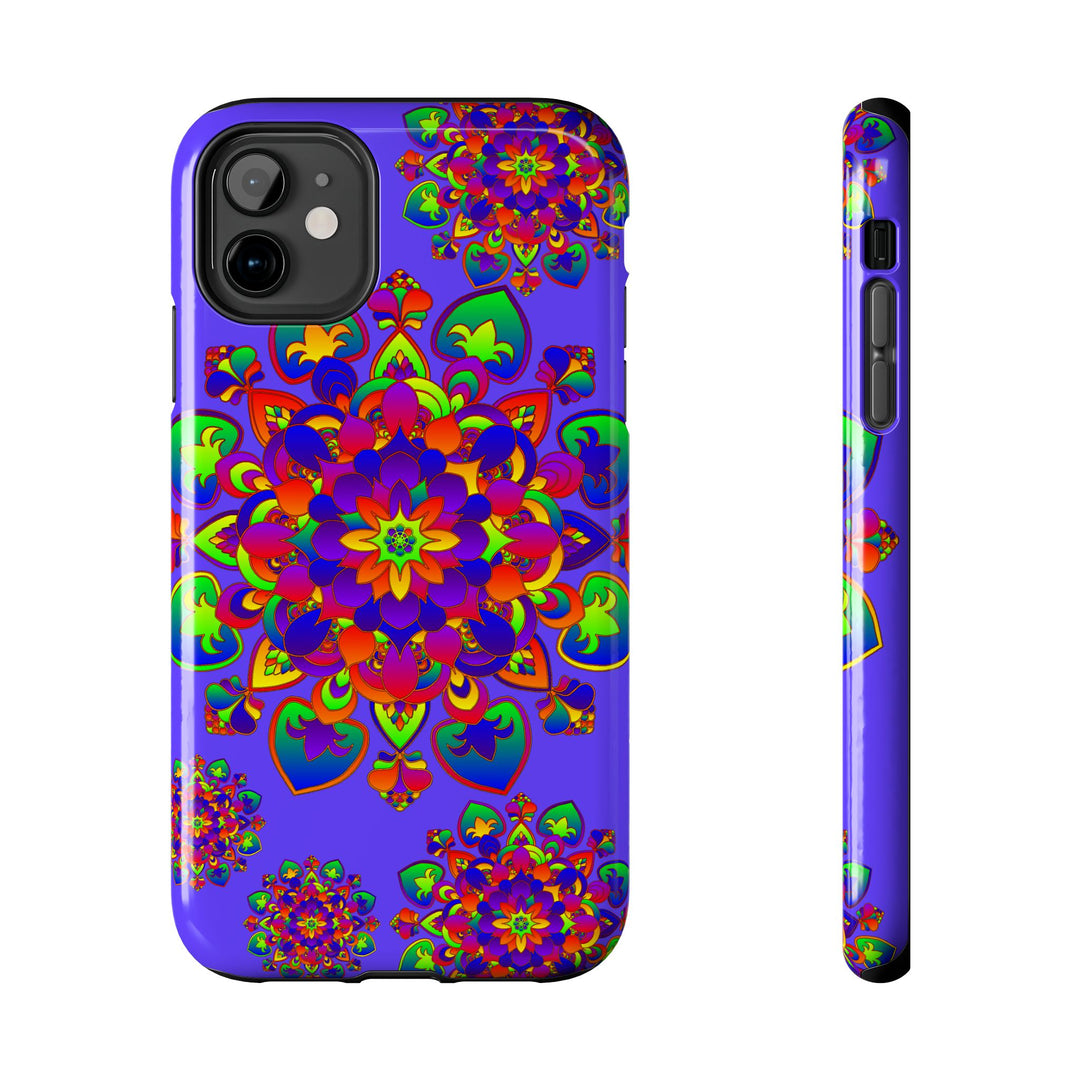 Colorful hand drawn mandala rainbow design phone case for stylish protection