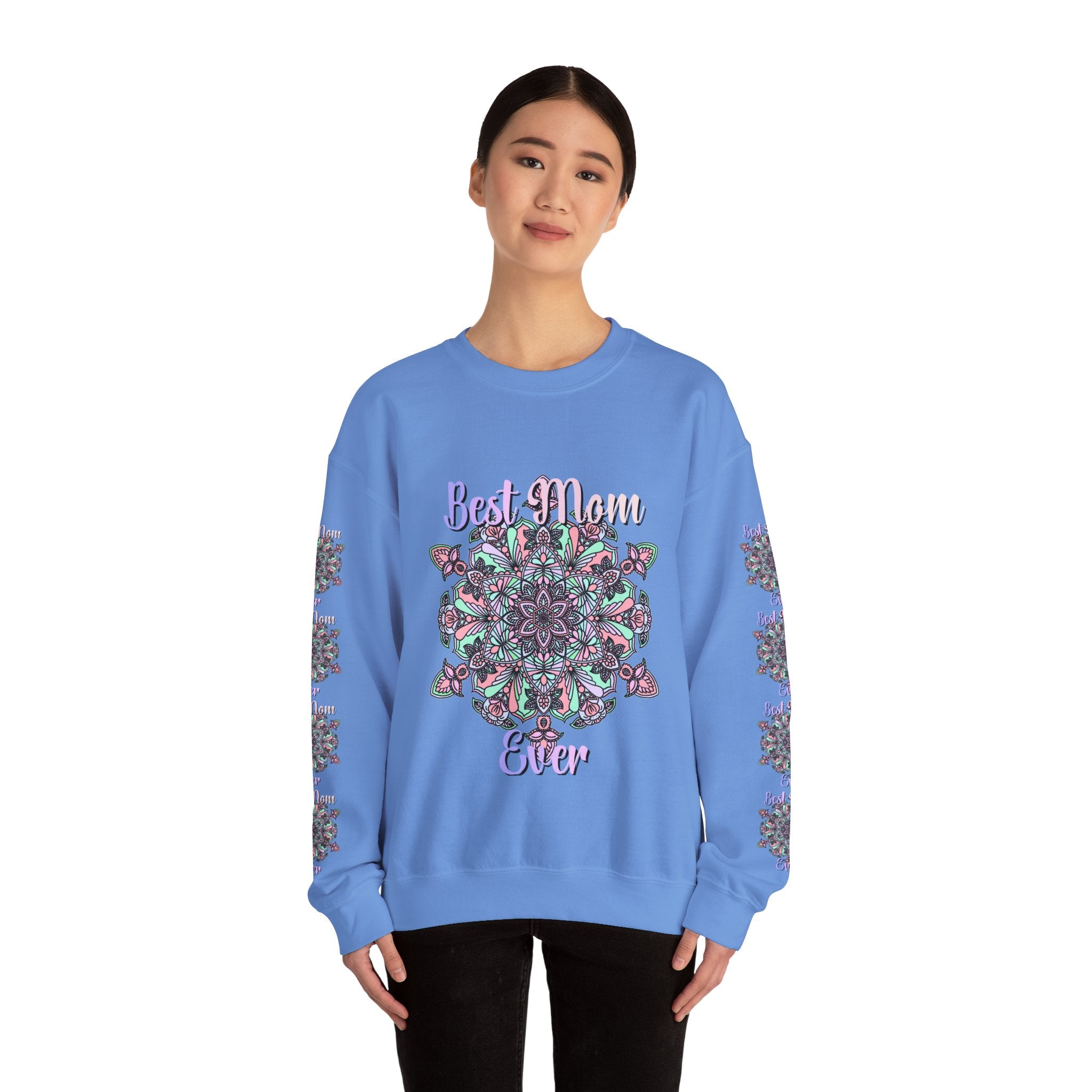Mandala Design Sweatshirt in Soft Pink and Lavender for Moms