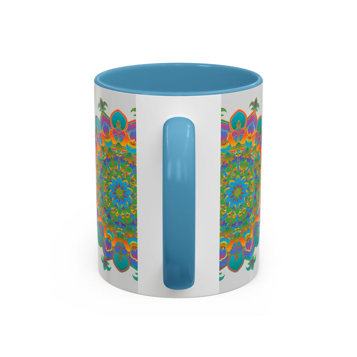 Beautiful mandala art mug with a colorful and intricate design perfect for enjoying your favorite hot beverages