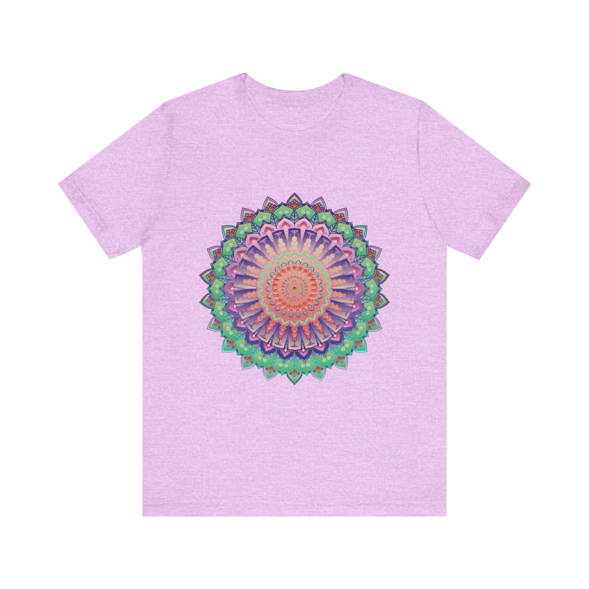 Vibrant Mandala Tee featuring a colorful and psychedelic design with intricate patterns and bright, eye-catching hues, perfect for adding a pop of artistic flair to your wardrobe