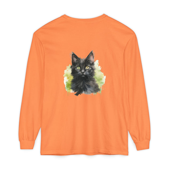 Black Kitten Watercolor Long Sleeve Tee