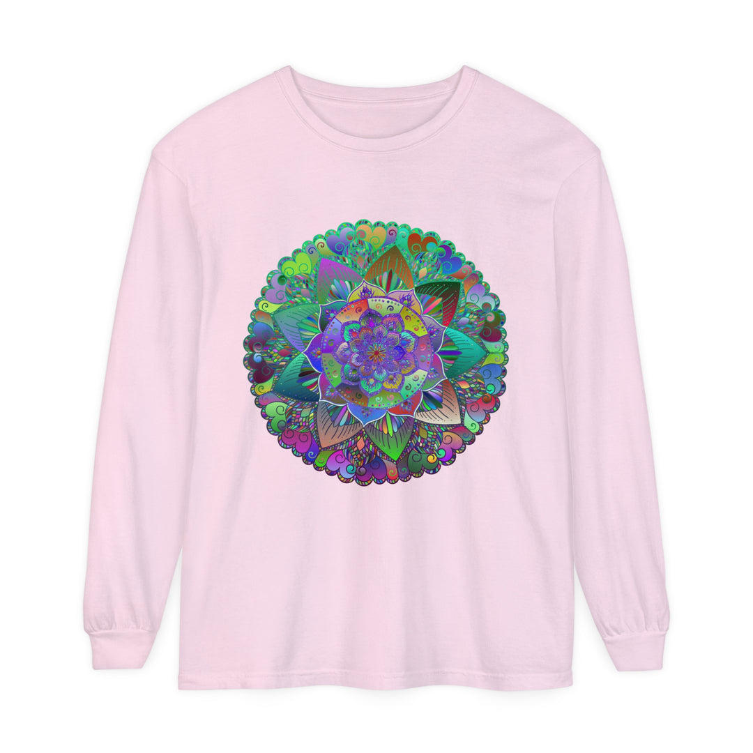 Colorful and intricate mandala design long sleeve unisex t-shirt for vibrant fashion statement