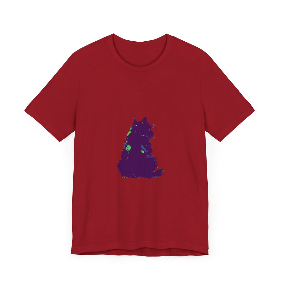 Black Cat Mystery - Colorful Silhouette T-Shirt featuring a vibrant and mysterious feline design on a high-quality, comfortable shirt for stylish cat lovers