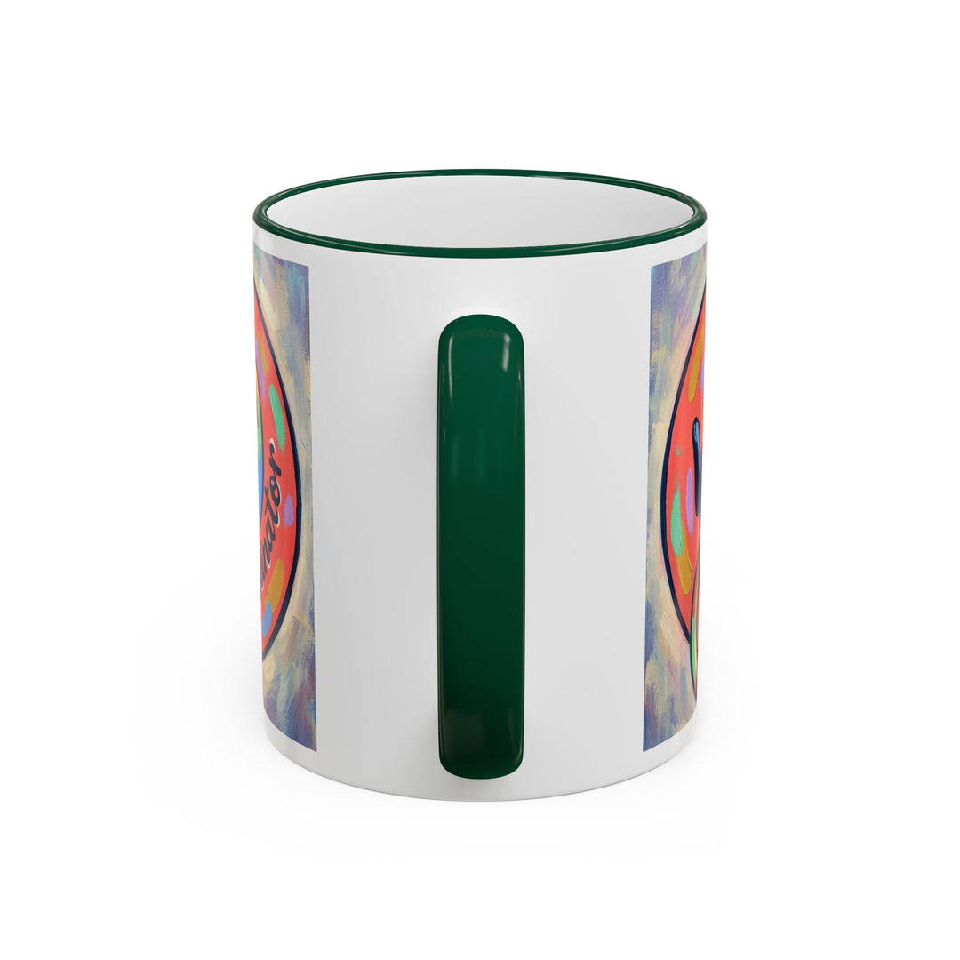 Colorful Paw Print Pet Lover Accent Rim Mug (11oz/15oz)