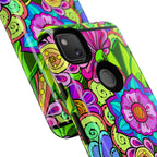Floral Fantasy iPhone and Google Pixel Case in Bright Green Palette