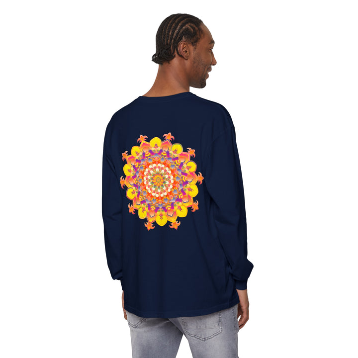 Colorful and intricate mandala design long sleeve t-shirt for both men and women