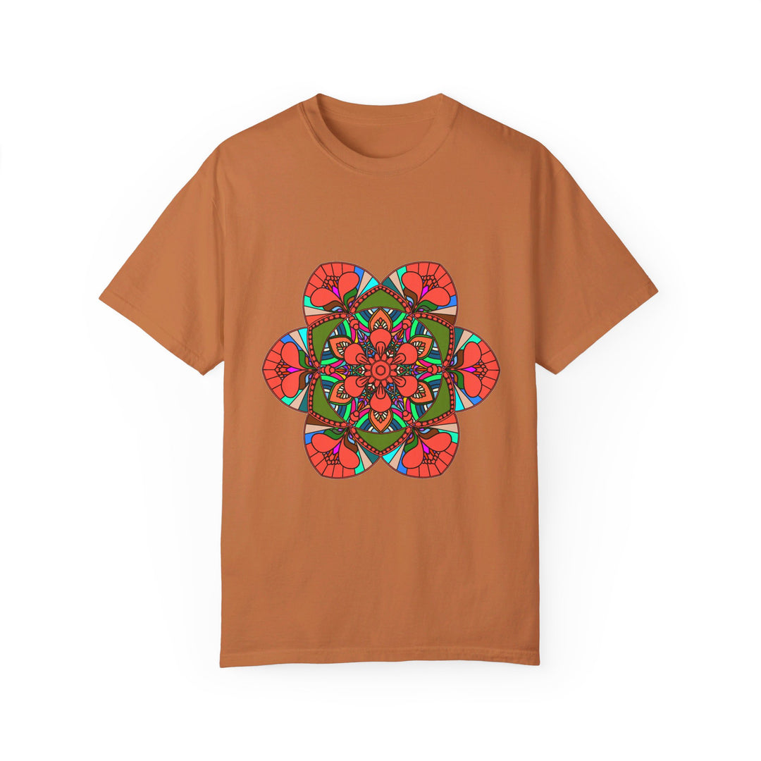 Unisex Mandala T-Shirt featuring 100% Ring-Spun Cotton and Hand-Drawn Mandala Art, Garment-Dyed for Extra Comfort