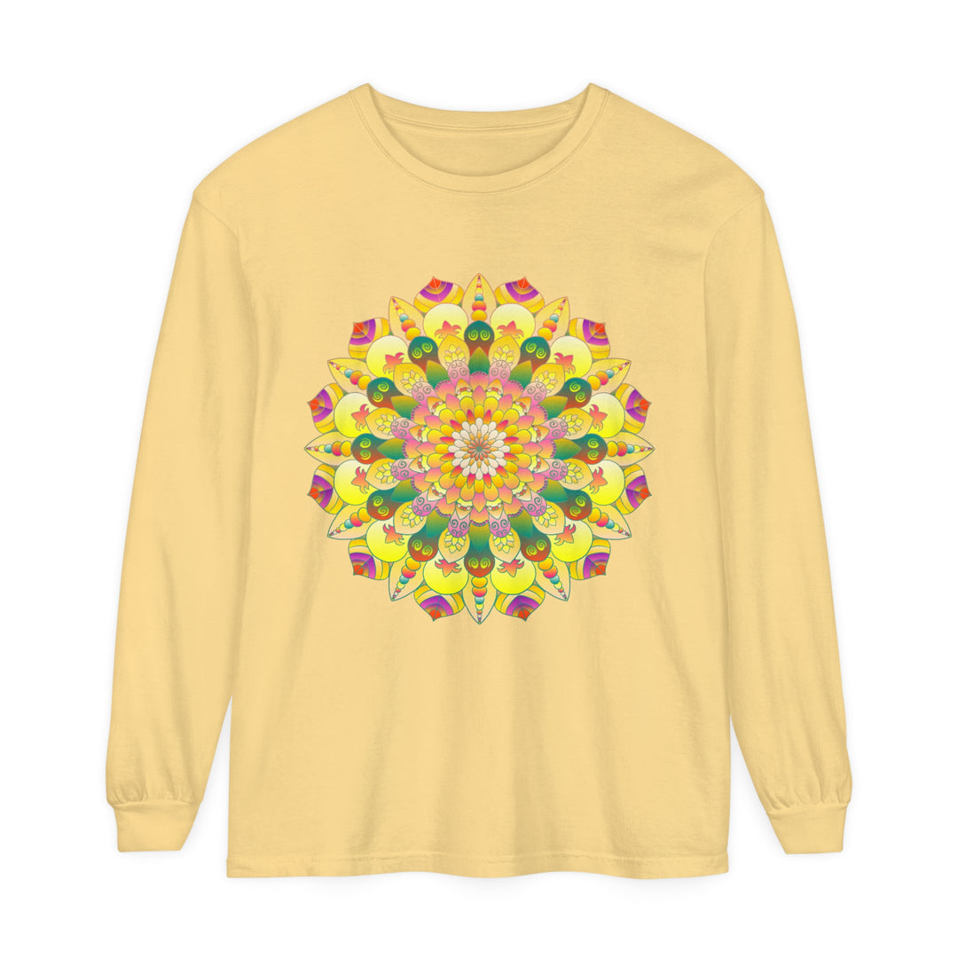 Colorful and intricate mandala design long sleeve unisex t-shirt for vibrant style