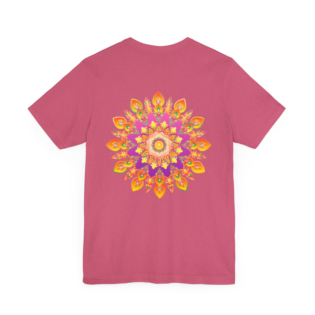 Colorful and intricate mandala design on a t-shirt promoting peace and harmony