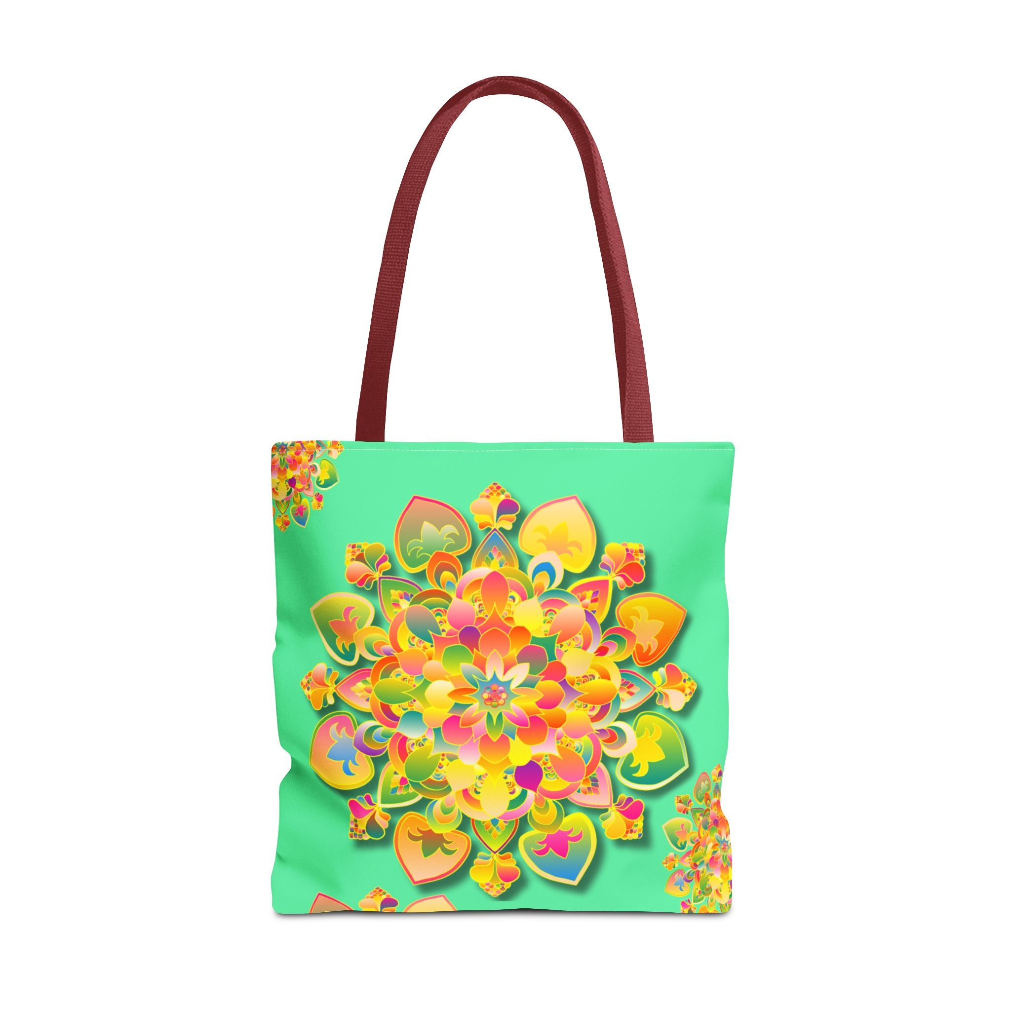Floral Mandala Tote Bag — Bright Tropical Green All-Over Print