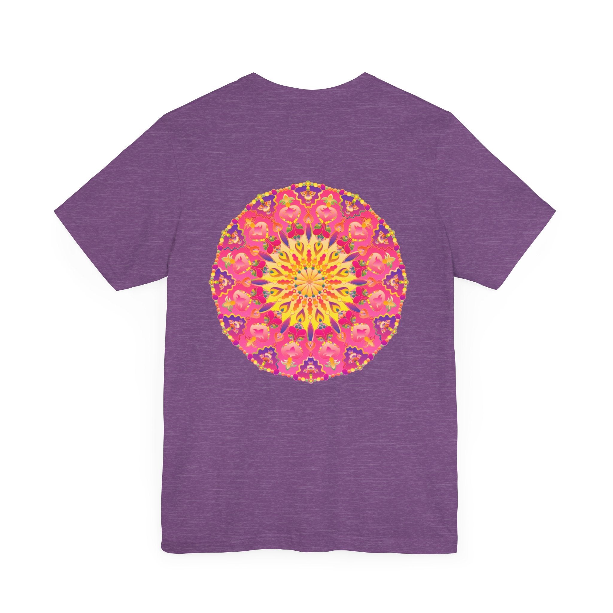 Beautiful pink and yellow mandala design t-shirt with peaceful and harmonious vibes